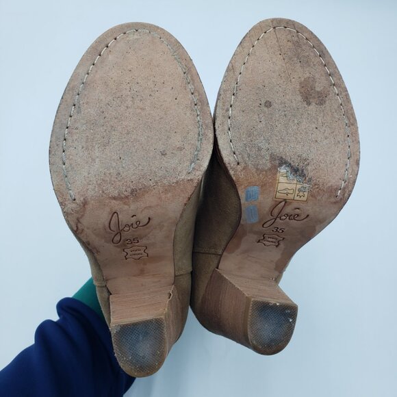 Joie Dune Rigby Bootie Boots 5 Womens Suede Crisscross Ankle Heels Brown - Picture 6 of 8